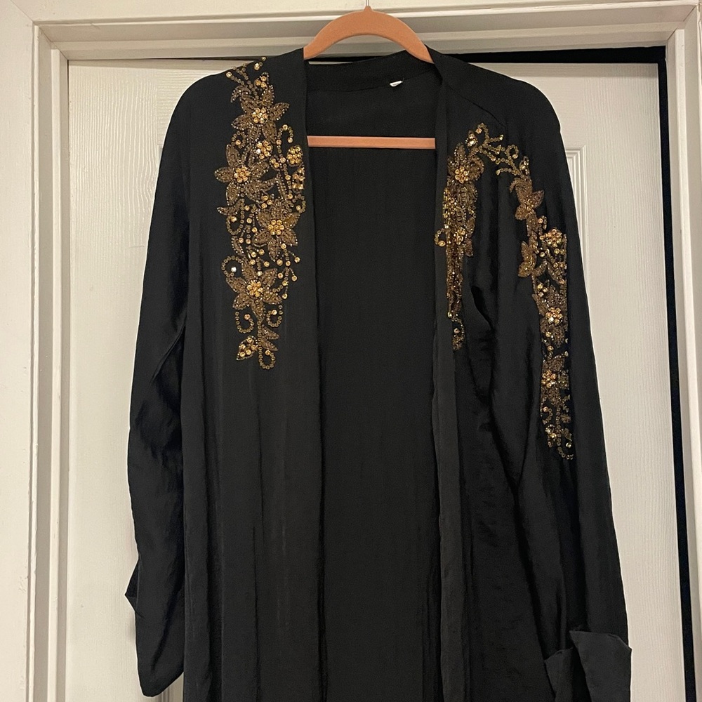 Black Kimono with Gold Embroidery made in UAE